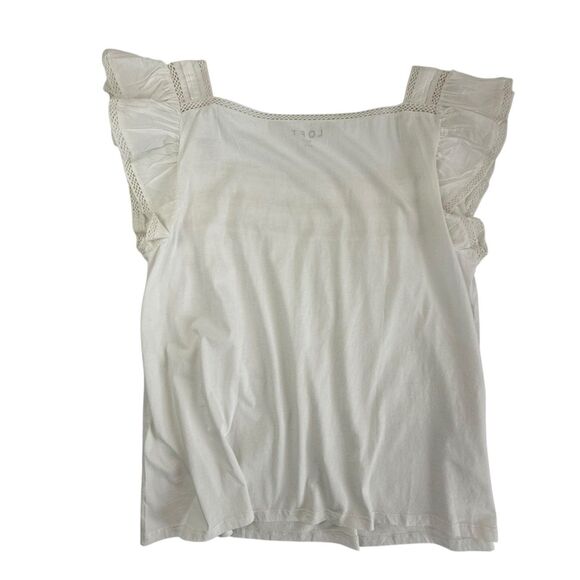NEW Ann Taylor Loft Flutter Sleeve Bohemian Peasant Top XXL White Flutter Sleeve - Picture 4 of 10